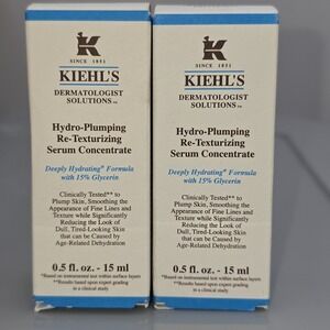 KIEHLS Hydro Plumping Re texturizing Serum Concentrate 0.5 oz 15 ml Lot Of 2